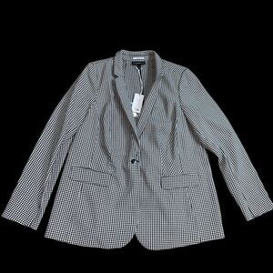 The Bryant Blazer Womens Size 16 Black White Houndstooth Office Work Jacket NWT